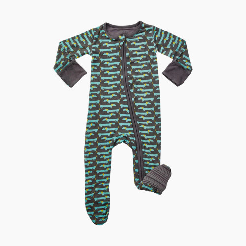 Clover Baby & Kids Printed Zip Footie - Blue Dog, 0-3M