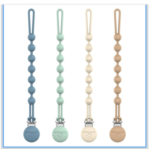 Cuddle Campus Silicone Pacifier Clip Holder with One Piece Design, Pack of 4 Soft Flexible Binky Clips with Texture for Baby Boy and Girl Set 1(6M+)