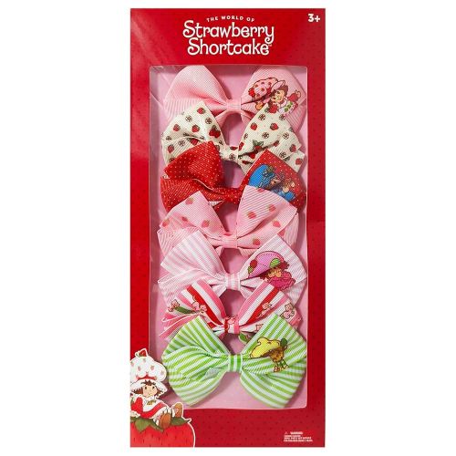 Strawberry Shortcake Printed Girls' Hair Bows – 7-Pack 4-Inch Hair Clips with Alligator Clips – Hair Accessories for Kids Ages 3+