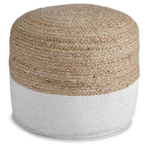 Sweed Valley Pouf Natural/white - Signature Design By Ashley: Braided, No Assembly, Jute Material