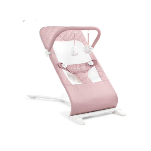 Baby Delight Alpine Deluxe Portable Baby Bouncer | Infant | 0-6 Months | 100% GOTS Certified Organic Cotton Fabric | Organic Rose