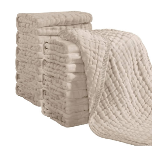 Looxii Muslin Burp Cloths 100% Cotton Muslin Cloths 12 Pack Large 20''x10'' Extra Soft and Absorbent Baby Burping Cloth for Boys and Girls (Apricot)