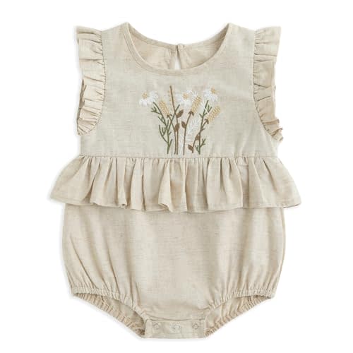 Simplee kids Newborn Infant Rompers Baby Girls Summer Ruffle Sleeveless Embroidery Bodysuit Outfits