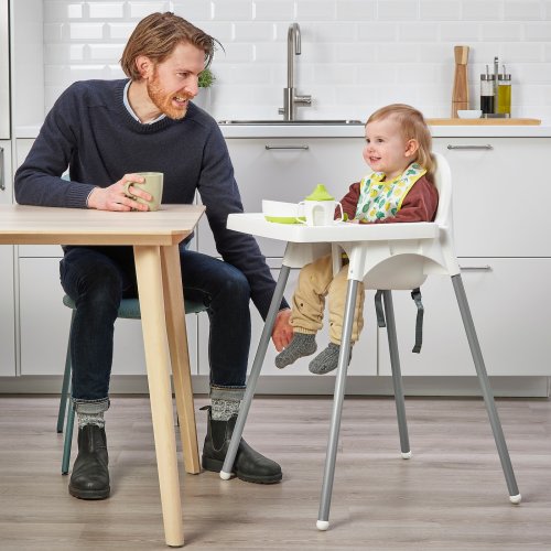 IKEA High chair with tray - white/silver color