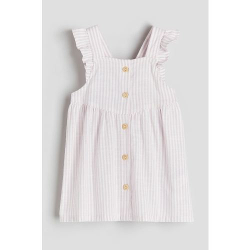 Ruffle-trimmed Cotton Dress, Light purple/white striped