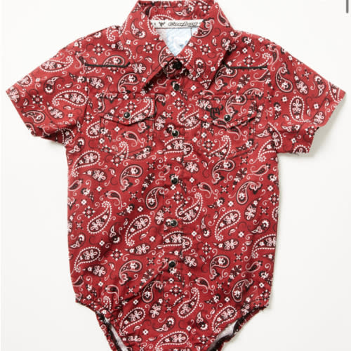 Cowboy Hardware Infant Boys' Bandana Paisley Print Short Sleeve Snap Onesie