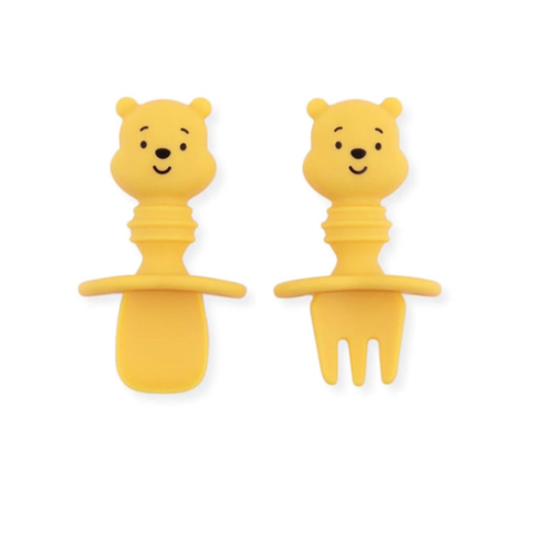 Winnie The Pooh Chewtensils Silicone Baby Spoon and Fork Set | Bumkins