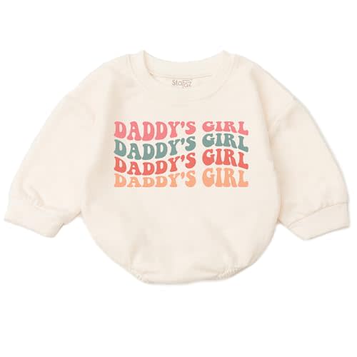 VFAZ Daddy's Girls Baby Clothes-First Birthday Outfit Romper Newborn Bubble Toddler Infant Long Sleeve One-piece Gifts