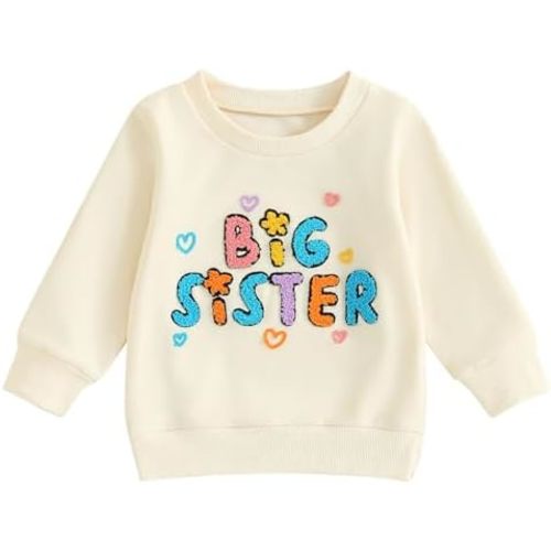 Baby Girl Sister Matching Outfit Letter Embroidery Long Sleeve Sweatshirt Romper Toddler Cute Fall Clothes