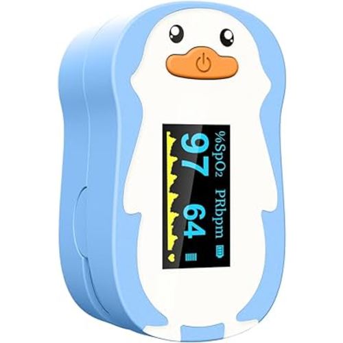 Pulse Oximeter for Kids, Vibeat Fingertip Blood Oxygen Meter with Smart Reminder for Childrens, Infant, Toddlers, Oximeter Finger with Pulse, Heart Rate Monitor for Children, Batteries & Lanyard Included, FSA/HSA Eligible, Blue