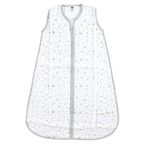 Hudson Baby Infant Muslin Cotton Sleeveless Wearable Sleeping Bag, Sack, Blanket, Gray Stars, 12-18 Months