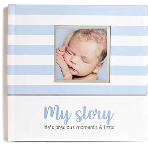 Keepsake Memory Book for Baby Boy or Girl – Timeless First 5 Year Baby Book – A Milestone Book to Record Every Event from Birth to Age 5 – Gender Neutral Journal Scrapbook Photo Album, Blue
