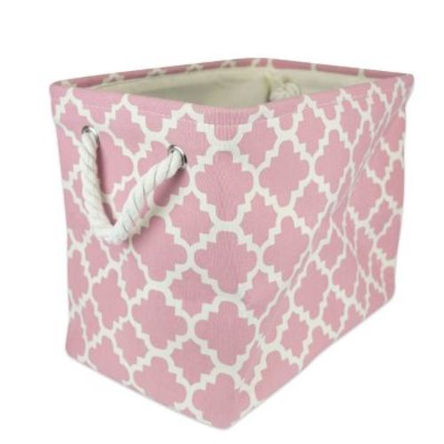 Design Imports Polyester Bin Lattice Rose Rectangle Medium 16x10x12
