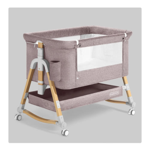 HARPPA Cuddly 3-in-1 Baby Bassinet Bedside Sleeper for Reflux | Attaches to Bed, Adjustable 5 Heights, Non-Toxic & CPSC Certified | Sturdy Aluminum Frame, Portable Wheels, Tool-Free Setup, Gentle Rocking | Perfect for Newborns, Infants, Small Spaces & Saf