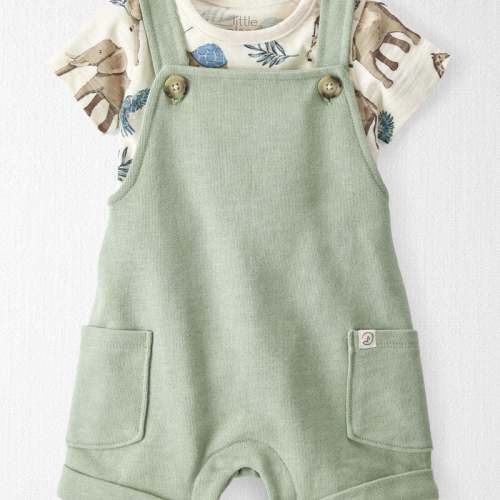 Safari Print, Moss Green Baby 2-Piece Organic Cotton Shortall Set | Carter’s Oshkosh Canada