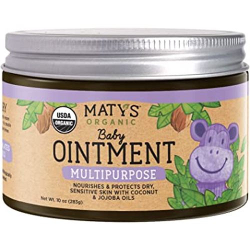 Maty's Organic Multipurpose Baby Ointment - Petroleum-Free Diaper Cream with Coconut & Jojoba Oils - 10 oz