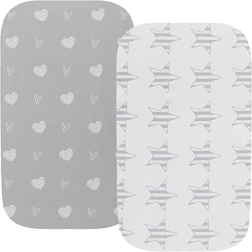 Waterproof Changing Pad Cover Set 2 Pack Stretch Jersey Knit Super Soft Grey Love & Stars