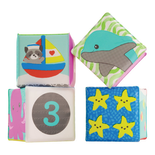 Infantino Colors and Numbers Sea Animals Bath Blocks, 0-12 Months, Multicolor