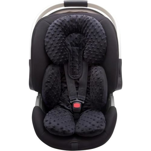 Pro Goleem Infant Car Seat Insert, Baby Head Neck Body Support, Soft Minky Newborn Car Seat Insert, 2-in-1 Reversible, Boys and Girls, Black