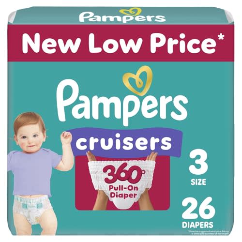 Pampers Cruisers 360 Diapers - Size 3, 26 Count, Pull-On Disposable Baby Diapers, Gap-Free Fit