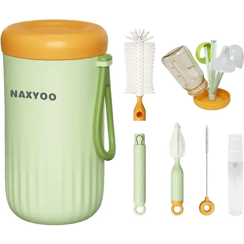 Travel Baby Bottle Brush Set with Build-in Drying Rack