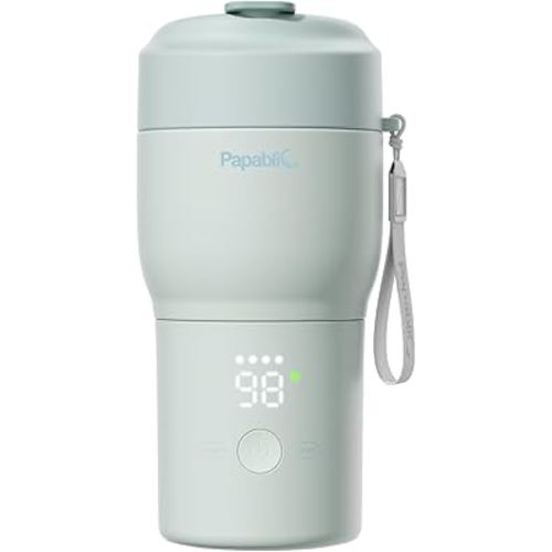 Papablic Portable Bottle Warmer Pro — 115W Fastest Heating, Built-in Sterilizer, Baby Milk Warmer On The Go for Travel and Home, 5 Temp Settings and Keep Warm for Breastmilk & Formula (Mint Green)
