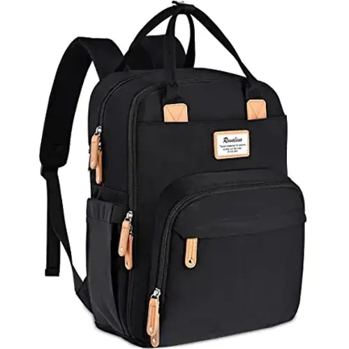 Diaper Bag Backpack, RUVALINO Multifunction Travel Back Pack Maternity Baby Changing Bags, Large Capacity, Waterproof and Stylish, Black