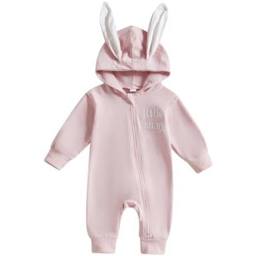 BemeyourBBs Newborn Baby Boy Girl Easter Outfit Bunny Ear Hoodie Romper Long Sleeve Jumpsuit Infant Spring Clothes