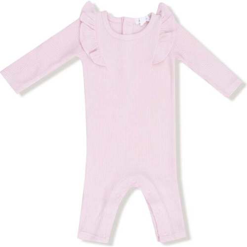 Long Sleeve Ruffle Romper, Pink - Angel Dear | Maisonette