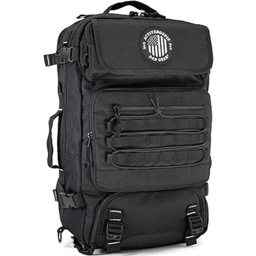 Dad Diaper Bag for Men with Built In Cooler Compartment, Removable Wet Bag, Waterproof Changing Pad and Converts from Backpack to Duffle Bag, Black