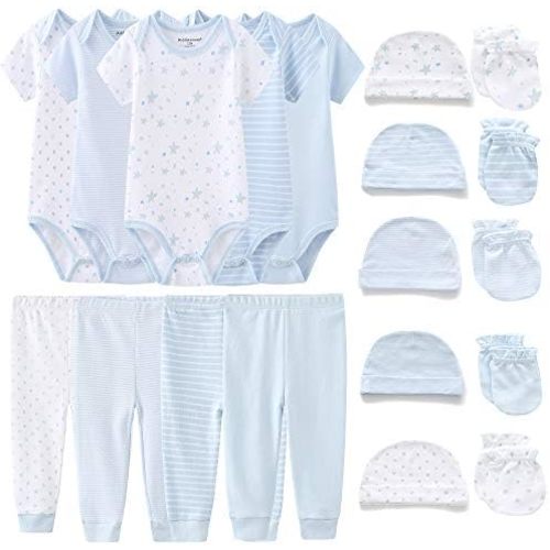 Kiddiezoom Unisex Baby Layette Essentials Giftset Clothing Set 19-Piece For Newborn Baby