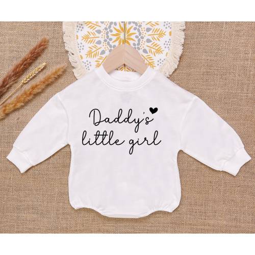 Daddy's Little Girl Baby Romper Sweatshirt, Father's Day Baby Romper, Baby Newborn Outfit