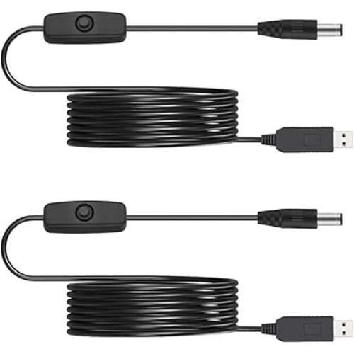 Lenink 12V USB Power Adapter Cord for Baby Car Camera with Inline Switch, 2 Packs 5V to DC 12V Voltage Step Up Converter Boost Cable for Powering Dash Cam, GPS, Router, Small Devices