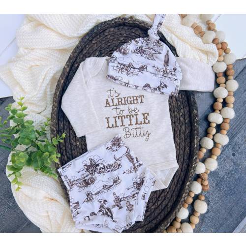 Baby Boy Outfit with Bummies, Its alright to be little Baby Outfit, Going Home Ranch Newborn Baby Outfit Western Farm baby, Hospital