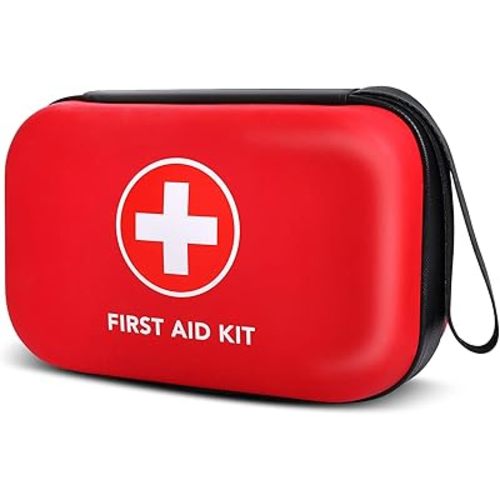 First-Aid-Kit-for-Car-Home-Travel-Camping, 263pcs Compact Waterproof Hard Case, Public Emergency All Purpose Survival Kits - Perfect for Businesses, Boat, Sports, Hiking, Vehicles (PUMIER)