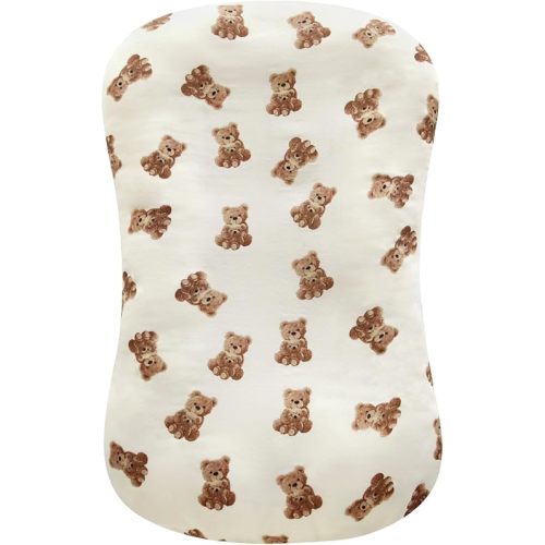 LifeTree Muslin Baby Lounger Cover, Newborn Slipcover Lounger Cover for Boys Girls Infant, Soft 70% Viscose from Bamboo and 30% Cotton, Cover Only, Bear Pattern, 30.7in x 20in