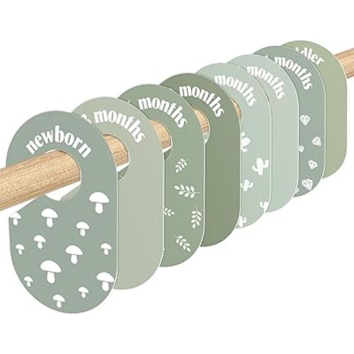 WSICSE 8 Pack Baby Closet Dividers, Nursery Organizer for Baby Clothes 0-24 Months Baby Clothes Organizer for Newborn Clothing, Infant, Boy & Girl (Green)