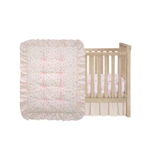 Coquette Floral Pink Bows Aesthetic 3-Piece Baby Crib Bedding Set