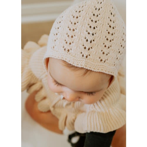 Baby Knit Bonnet Cotton lace | Jamie – Olive and Cradle