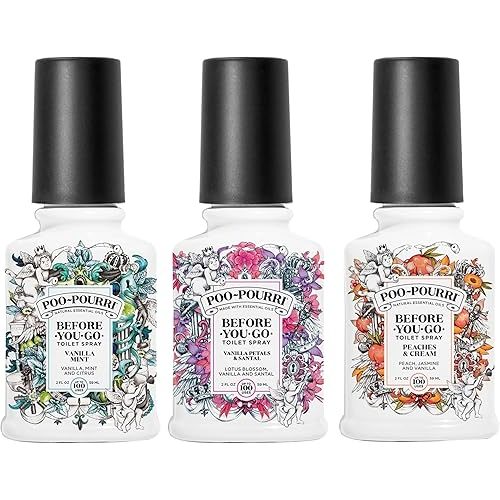 Poo-Pourri Vanilla Mint, Vanilla Petals & Santal, and Peaches & Cream 2 Ounce Set