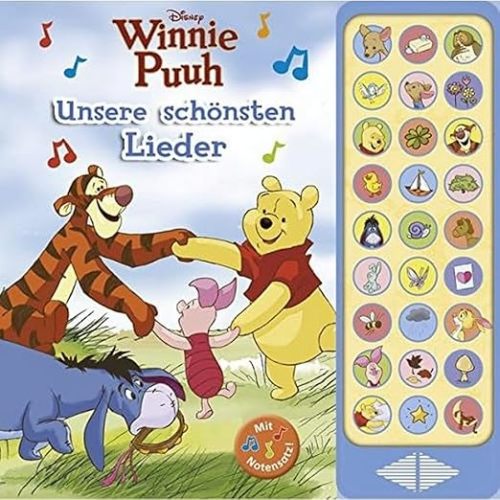 PI Kids 27-Button-Soundbuch - Winnie Puuh, Disney: Unsere schönsten Lieder - 27 bekannte Kinderlieder zum Mitsingen - Hardcover-Buch mit Noten - ... Mitsingen. 27-Button-Soundbuch. Mit Notensatz : Phoenix International Publications (pikids), Disney: Amazo