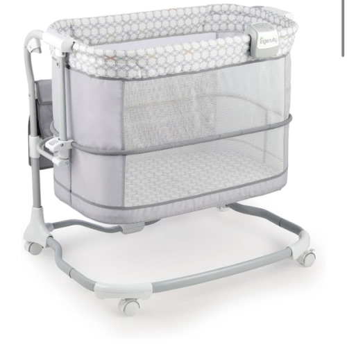 Ingenuity Dream & Grow Bedside Baby Bassinet 2-Mode Crib 0-12 Months, Adjustable Height - Dalton (Grey)