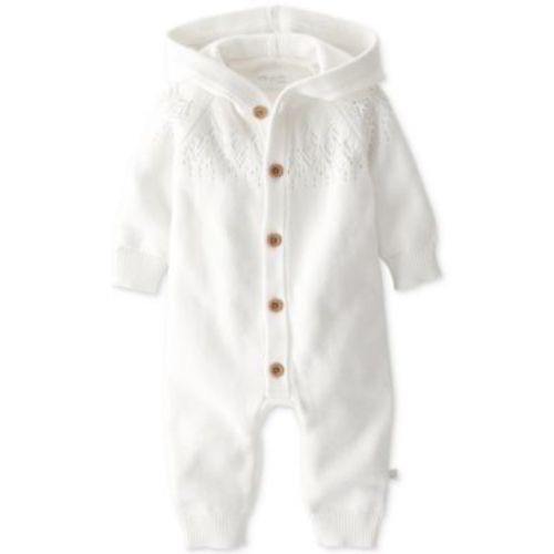 Baby Organic Cotton Hooded Sweater-Knit Pointelle Jumpsuit