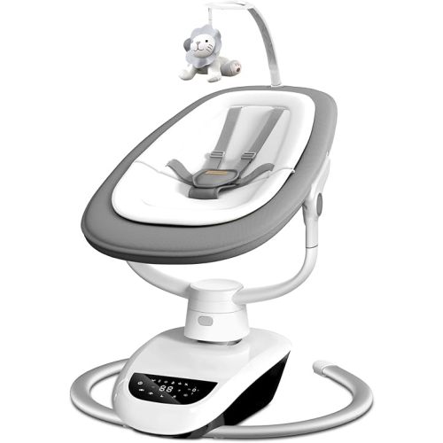 Angelbliss Baby Swing with Custom Motion, 3D-Motion Electric Swing with 6 Unique Motions & 4-Speeds, Bluetooth Enabled, 13 Preset Lullabies (Grey)