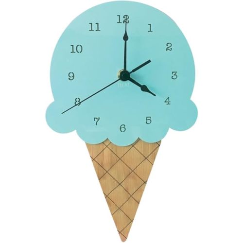 AkoMatial Wooden Ice Cream Shape Silent Wall Clock Home Living Room Office Kids Bedroom Decor