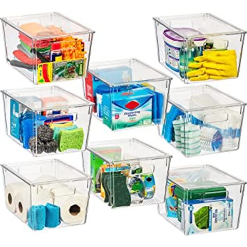 ClearSpace Plastic Storage Bins with Lids X-Large – Perfect Kitchen Organization or Pantry Storage – Fridge Organizer, Pantry Organization and Storage Bins, Cabinet Organizers