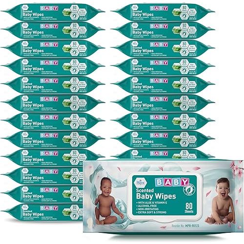 MED PRIDE Scented Baby Wipes Packs in Bulk, 1920 Count (24 Packs X 80 Wipes), Extra Soft, Alcohol-Free, Paraben-Free, with Aloe Vera & Vitamin E