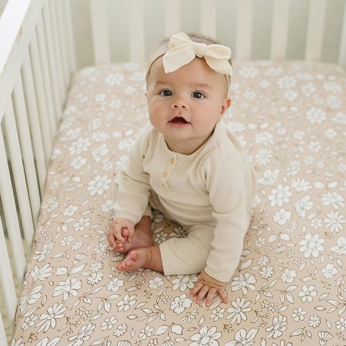 2 Pack fitted baby sheets crib bed sheet cotton bedding crib sheets girls mini crib sheets boys changing pad cover sheet bassinet (Meadow)