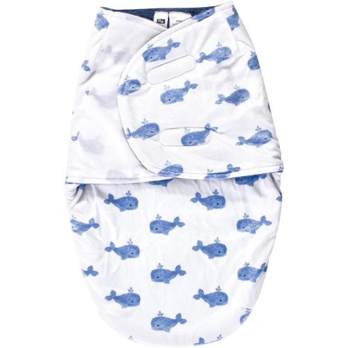 Hudson Baby Unisex Baby Plush Swaddle Wrap, Whale, 0-3 Months