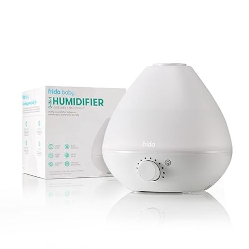 Frida Baby 3-in-1 Humidifier with Diffuser and Nightlight, White - 0.5 Gallon Tank (1.9 Liter Tank)